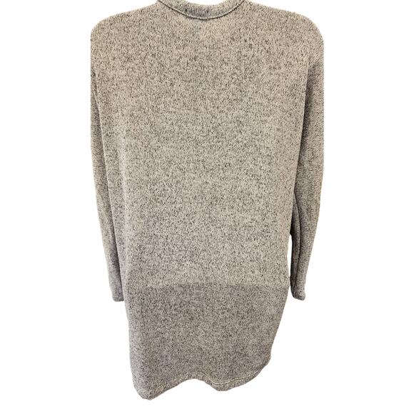 Plush knit open front grey cardigan sweater L teacher casual office winter top - Picture 3 of 7